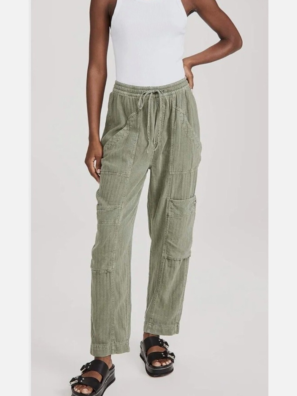 Free People Feelin’ Good Utility Pants - olive green